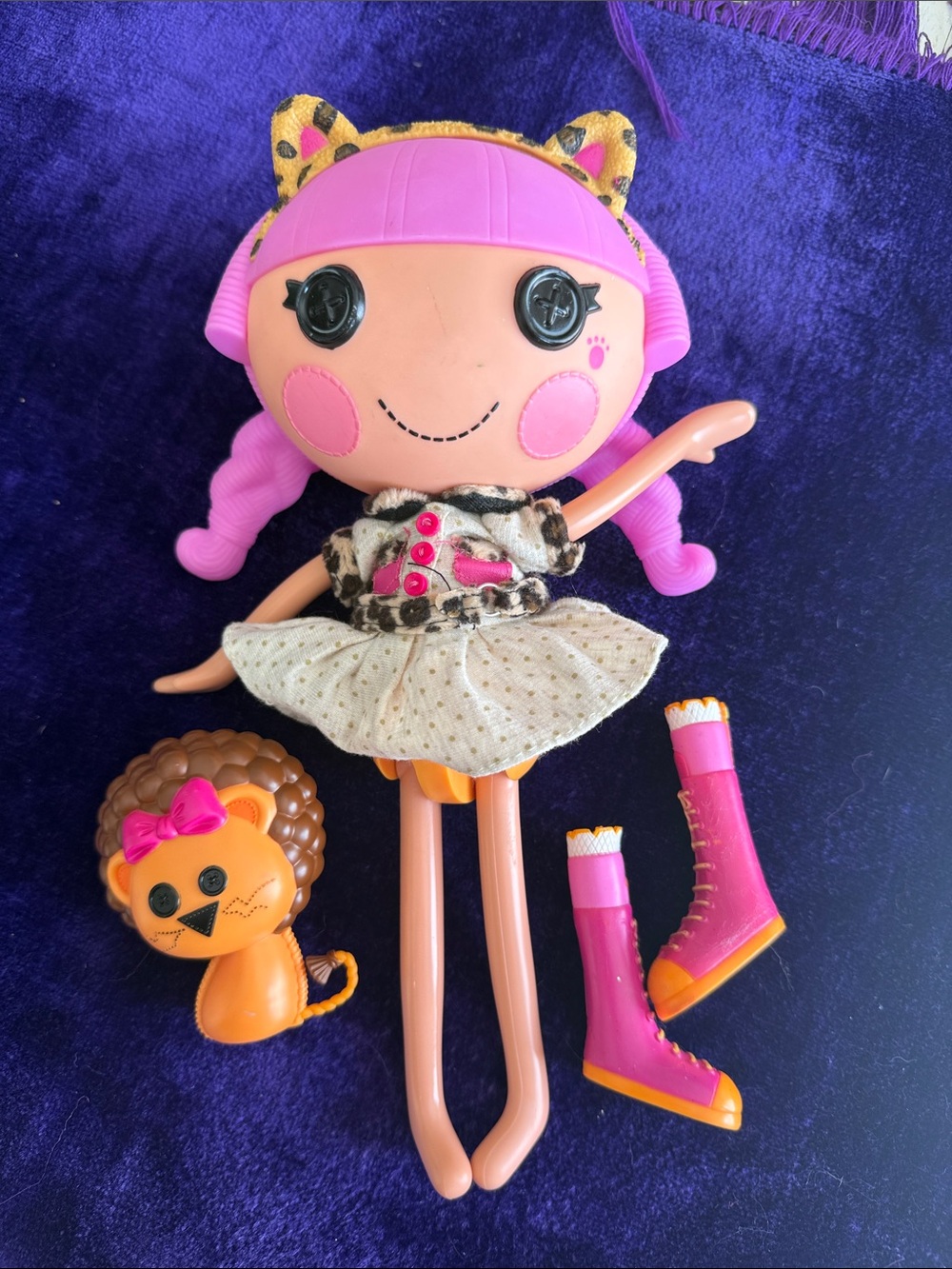 Lalaloopsy-Inspired Pink Cat-Ear Doll with Leopard Outfit 2006